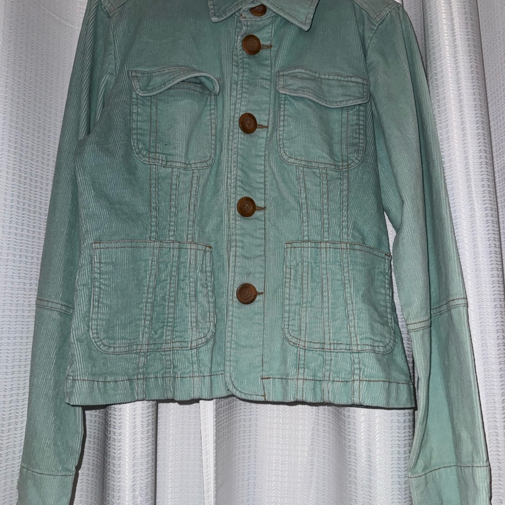 Anthropologie Mint Green Jean Jacket